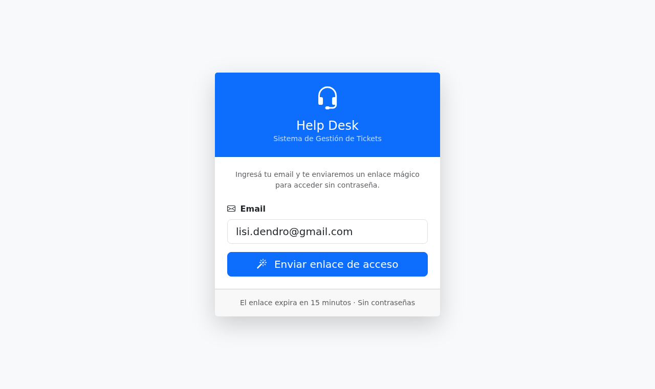 Formulario con email completado