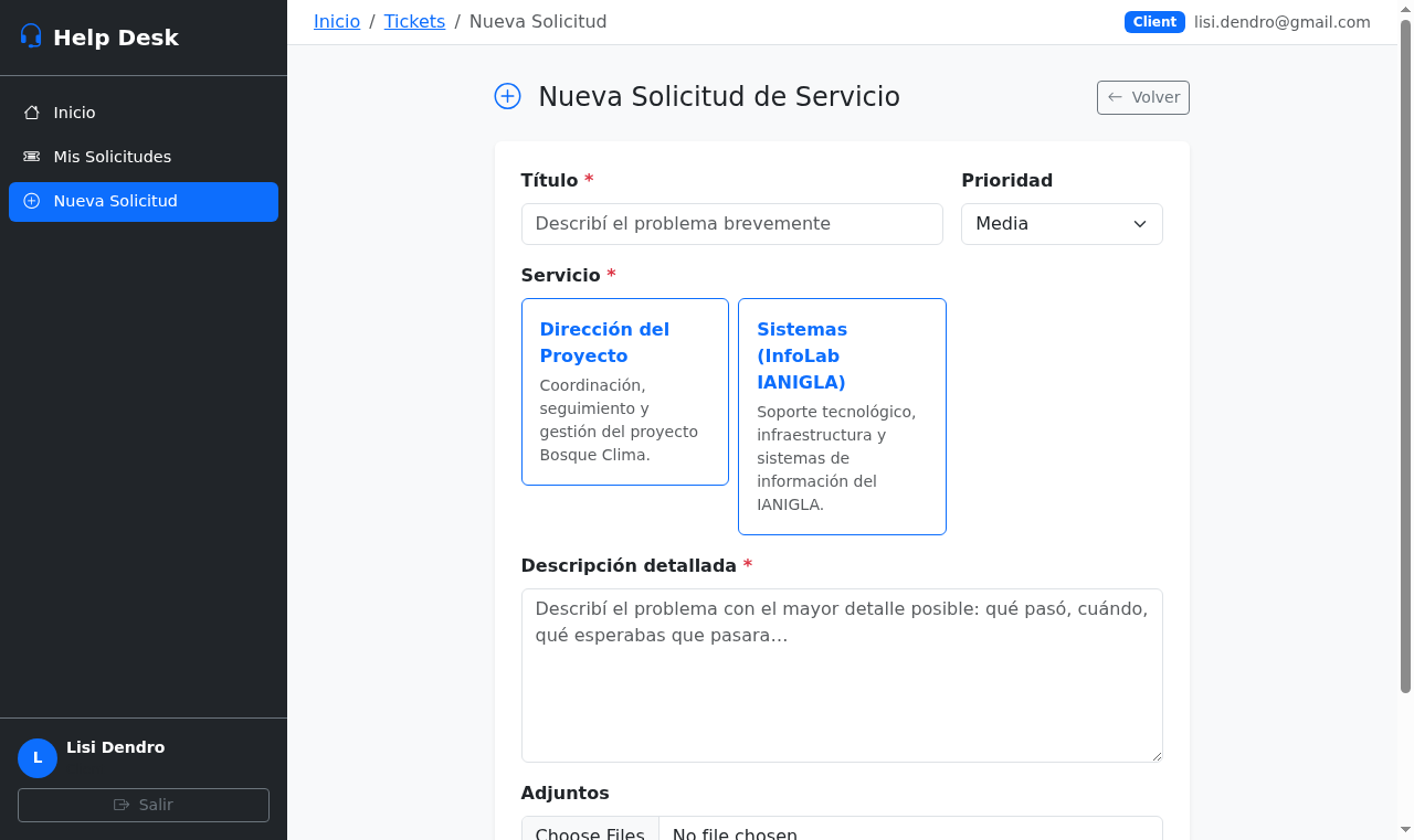 Formulario de nueva solicitud
